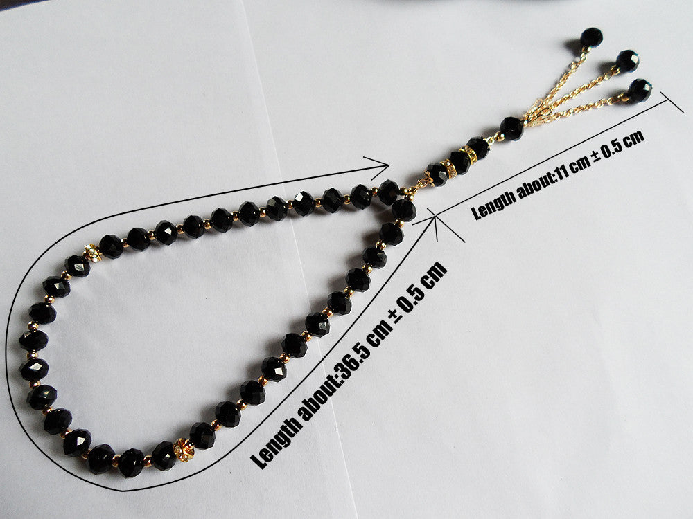 Black crystal deals beads chain