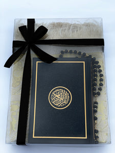 Arabic Quran black with gold border gift set