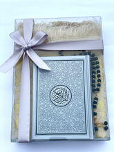 Load image into Gallery viewer, Arabic Quran silver with black border gift set
