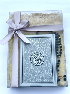 Arabic Quran silver with black border gift set